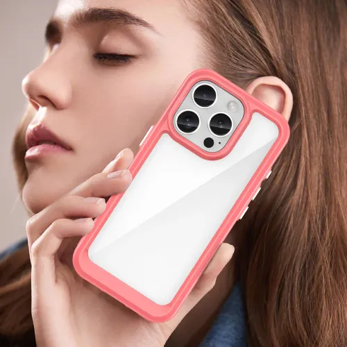 etui outer space case z żelową ramką do iphone 16 pro max - czerwone na Arena.pl