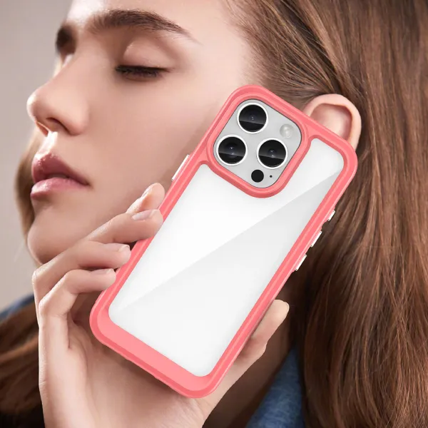 etui outer space case z żelową ramką do iphone 16 pro max - czerwone zdjęcie 7