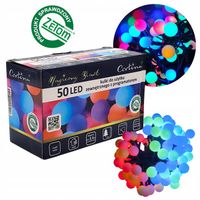 Bezpieczne Lampki Choinkowe na Prąd 50 LED Światełka Kulki Kolorowe Mix 5m