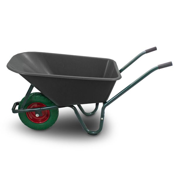 Taczka ogrodowa 100L 250kg misa PVC zielone koło PU zdjęcie 2