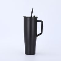 1200ml Czarny izolowany Tumbler z uchwytem Słomka BPA Free 12hr Cold