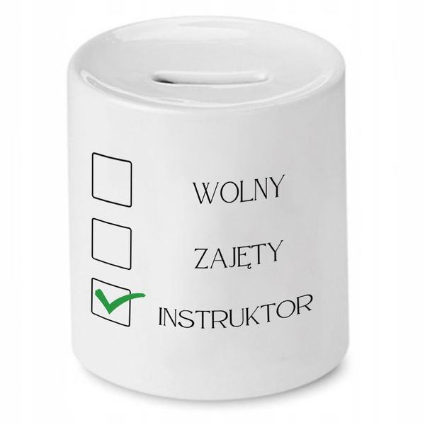 Dla Instruktora Skarbonka Wolny Zajęty Instruktor Z Nadrukiem Ze Zdjęciem zdjęcie 1