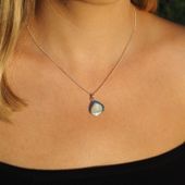 Zawieszka - Kamień Księżycowy łza w srebrze 6