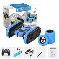SAMOCHÓD STEROWANY ZDALNIE AUTO Z PILOTEM OPONY GĄSIENICE 2w1 niebieski