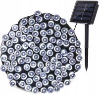 LAMPKI CHOINKOWE SOLARNE 500 LED 52m GIRLANDA ZIMNE BIAŁE 8 FUNKCJI