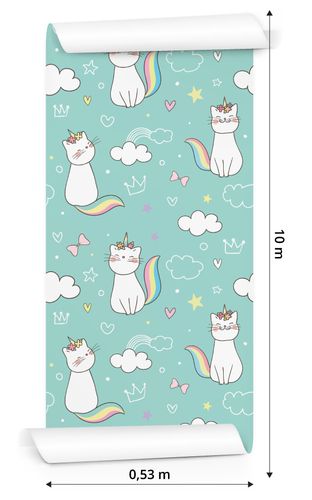 Tapeta Dla Dzieci Tęczowe Kotki - Tapeta Flizelinowa Rolka 10m na Arena.pl