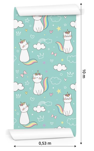Tapeta Dla Dzieci Tęczowe Kotki - Tapeta Flizelinowa Rolka 10m zdjęcie 3