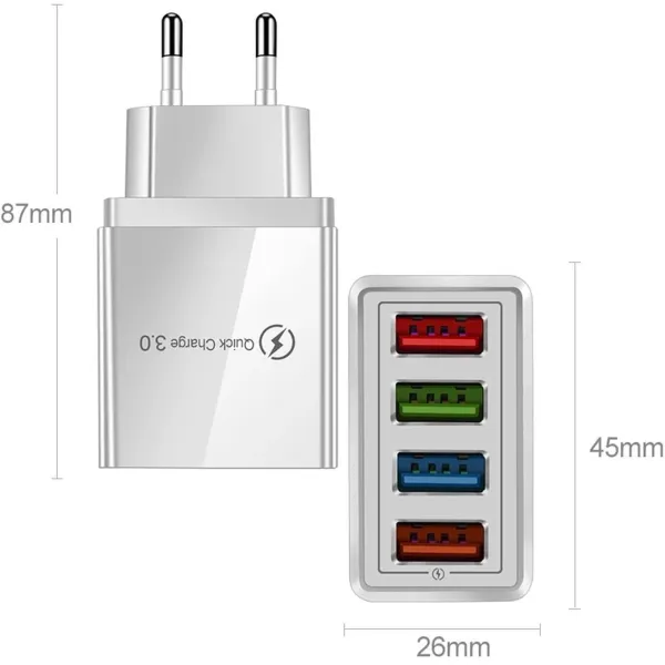 Ładowarka sieciowa 4x USB Quick Charge 3.0 biała 3,1A zdjęcie 4