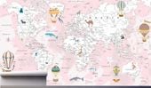 Fototapeta MAPA ŚWIATA Z ZWIERZĄTKAMI 130x80