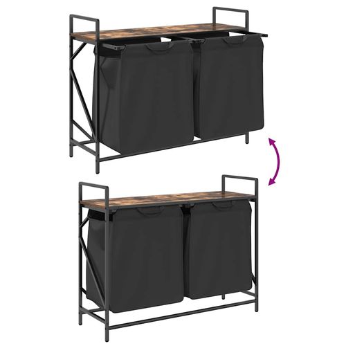 Kosz na pranie 2 przegrody z półką, przydymiony dąb na Arena.pl