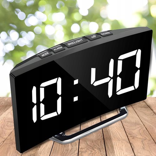 ZEGAR ELEKTRONICZNY BUDZIK LUSTRO STOJĄCY WYŚWIETLACZ LED TERMOMETR na Arena.pl