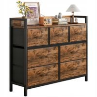 Komoda industrialna brąz rustykalny szafka duża retro 7 szufladami