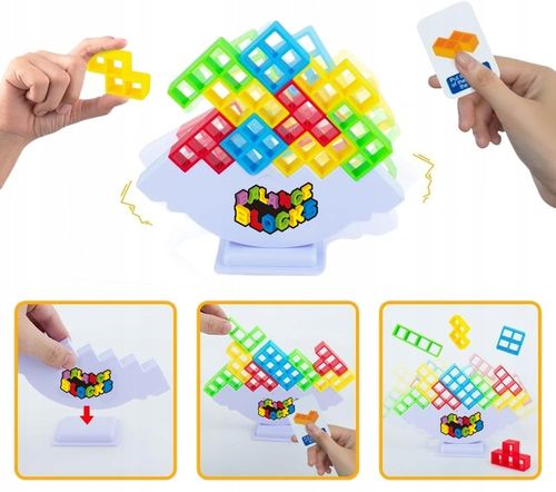 TETRIS Balance Blocks UKŁADANKA GRA LOGICZNA ZRĘCZNOŚĆIOWA wieża 64el na Arena.pl