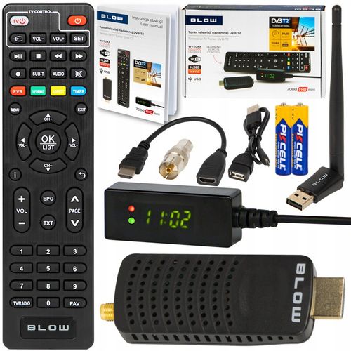 DEKODER DVB-T2 HEVC TV NAZIEMNEJ TUNER HD ANTENA WIFI PILOT BATERIE ZESTAW na Arena.pl
