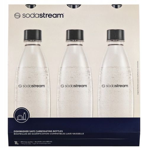 3X BUTELKI SODASTREAM CZARNE 1L FUSE DO SATURATORA DO ZMYWARKI DO WODY na Arena.pl