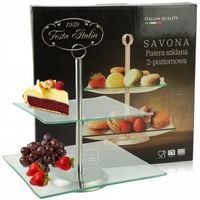 PATERA SZKLANA DWUPOZIOMOWA STOJAK ciasto owoce SAVONA KWADRATOWA