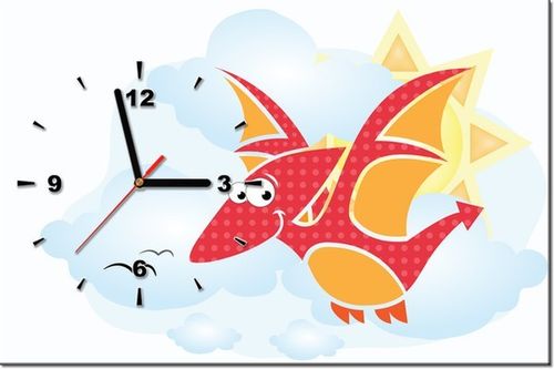 60CM 40CM ZEGAR OBRAZ LATAJĄCY CZERWONY DINOZAUR DRUK PŁÓTNO RAMA na Arena.pl
