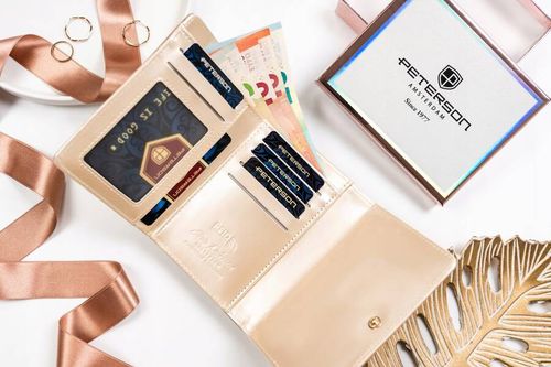 portfel damski ze skóry ekologicznej na zatrzask i suwak - peterson na Arena.pl