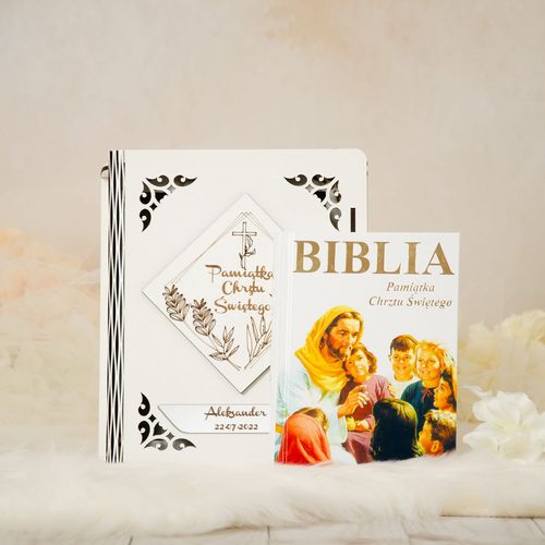 Biblia w pudełku z grawerem Pamiątka Chrztu Świętego OBC-2 na Arena.pl