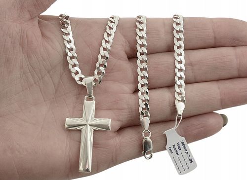 Łańcuszek Męski Srebrny Pancerka 5,00 mm z Krzyżykiem pr 925 Grawer Gratis na Arena.pl