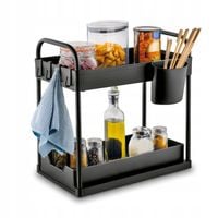 REGAŁ ORGANIZER Uniwersalny CZARNY Metalowy Tadar 2 Poziomy 40x39,5x22cm