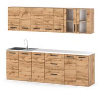 Meble Kuchenne Drewniane Zestaw Kuchenny Remino 2.6m Modułowy Dąb Wotan