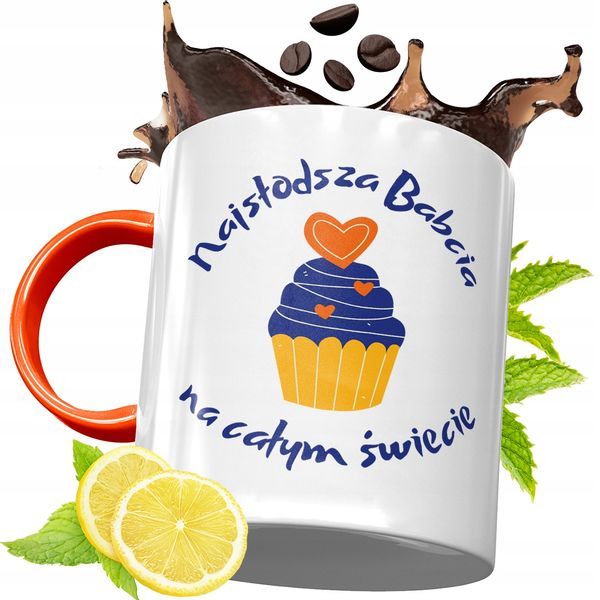 Kubek Pomarańczowy Dla Babci Dzień Babci Prezent Z Nadrukiem Ze Zdjęciem zdjęcie 1