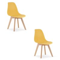 Krzesło musztardowe KITO polipropylen bukowe nogi do kuchni salonu x2