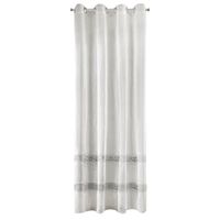 Firana na przelotkach z welwetowym wzorem ANNE 140X270 biała+srebrna