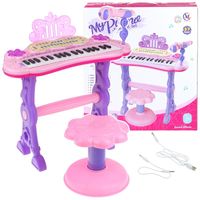 Keyboard dla Dzieci Pianino Organy Mikrofon Nagrywanie Stołek 37 Klawiszy