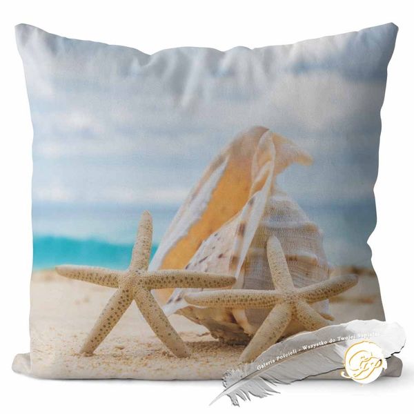 Poszewka 3D bawełna satyna 40x40cm MUSZLA NA PLAŻY zdjęcie 1