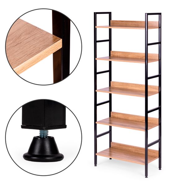 Reał loftowy wysoki 5 półek metal MDF zdjęcie 9