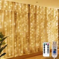 OZDOBA KURTYNA ŚWIETLNA LAMPKI ŚWIATEŁKA LED + PILOT