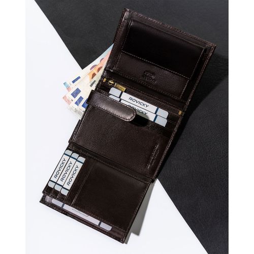 klasyczny portfel męski z rfid w brązowym kolorze - rovicky na Arena.pl