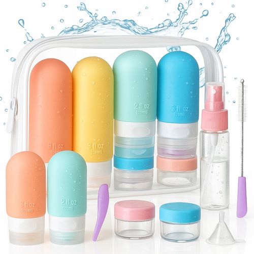 KOSMETYCZKA PODRÓŻNA POJEMNIKI DO SAMOLOTU BUTELKI ZESTAW PODRÓŻNY na Arena.pl