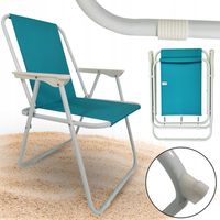 WYGODNE KRZESŁO OGRODOWE SKŁADANE TURYSTYCZNE ATENA PRO 83 cm NIEBIESKI