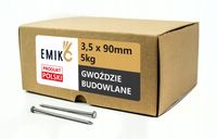 Gwoździe budowlane 3,5x90mm 3,5 cala Czarne Gładkie 5kg