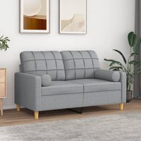 2-osobowa sofa z poduszkami, jasnoszara, 120 cm, tkanina