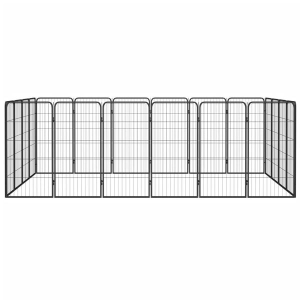 Kojec dla psa, 20 paneli, czarny, 50x100 cm, stal zdjęcie 2
