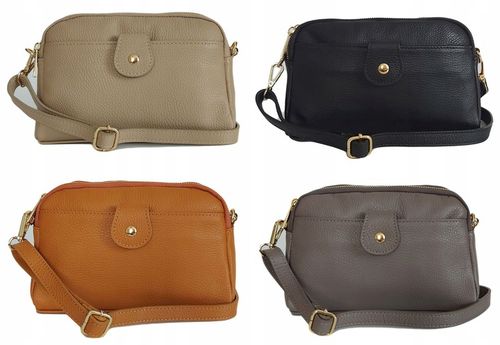 Włoska skórzana listonoszka Vera Pelle zamsz A5 Camel na Arena.pl