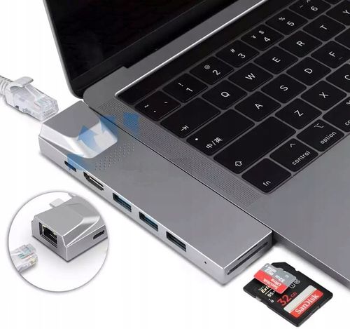 4Apple.pl HUB 2xUSB-C Thunderbolt HDMI LAN USB Macbook AIR PRO M1 M2 M3 na Arena.pl