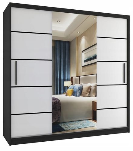 Szafa przesuwna PREMIUM z lustrem SZUFLADY 200 cm na Arena.pl