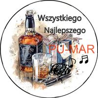 Opłatek na tort Urodziny Jack Daniels Whisky Drink Kieliszek Tekst Gratis