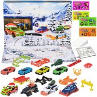 ZESTAW KALENDARZ ADWENTOWY 24 NIESPODZIANKI SAMOCHODZIKI RESORAKI AKCESORIA