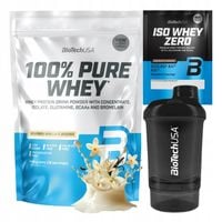 BIOTECH 100% PURE WHEY 454 g BIAŁKO IZOLAT + ISO WHEY ZERO 25 g + SHAKER