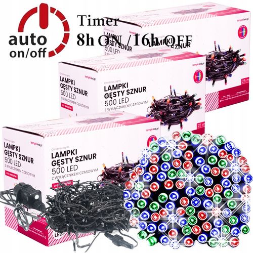 ZEWNĘTRZNE LAMPKI CHOINKOWE 1500 LED GĘSTE 75m KOLOROWE + FLESZ na Arena.pl