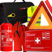 GAŚNICA 1KG APTECZKA KAMIZELKA TORBA TRÓJKĄT OSTRZEGAWCZY RĘKAWICE ZESTAW