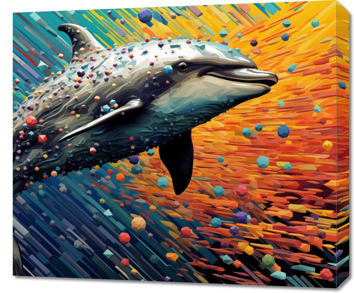 Obraz 70x60cm Delfin w Palecie Barw zdjęcie 1