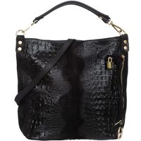 VERA PELLE torebka zamszowa worek shopper z kłódeczką kroko V493 czarna