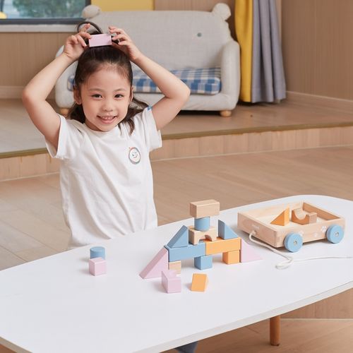 VIGA PolarB Drewniany Wózek do Ciągnięcia + Klocki 21 el. na Arena.pl